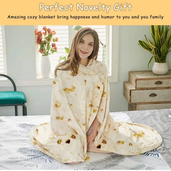 SeaRoomy Burritos Tortilla Blanket, Tortilla Wrap Blanket, Novelty Funny - Picture 8 of 9